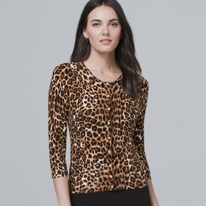 WHBM | Quarter Sleeve Leopard Print Cardigan - XS